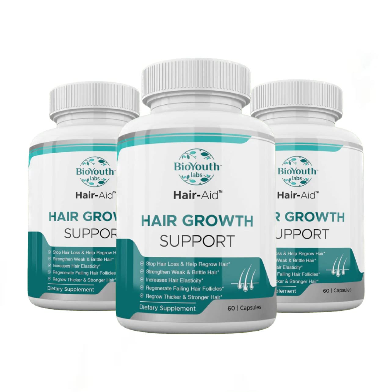 BioYouth Hair Growth Vitamins Supplement Capsule, 180 Capsules
