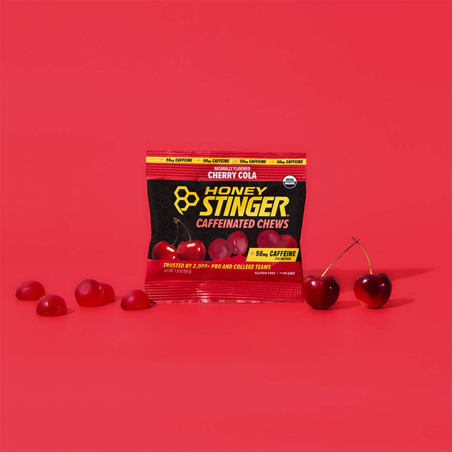 Honey Stinger Cherry Cola Caffeinated Energy Chews Chewable, 12 Count