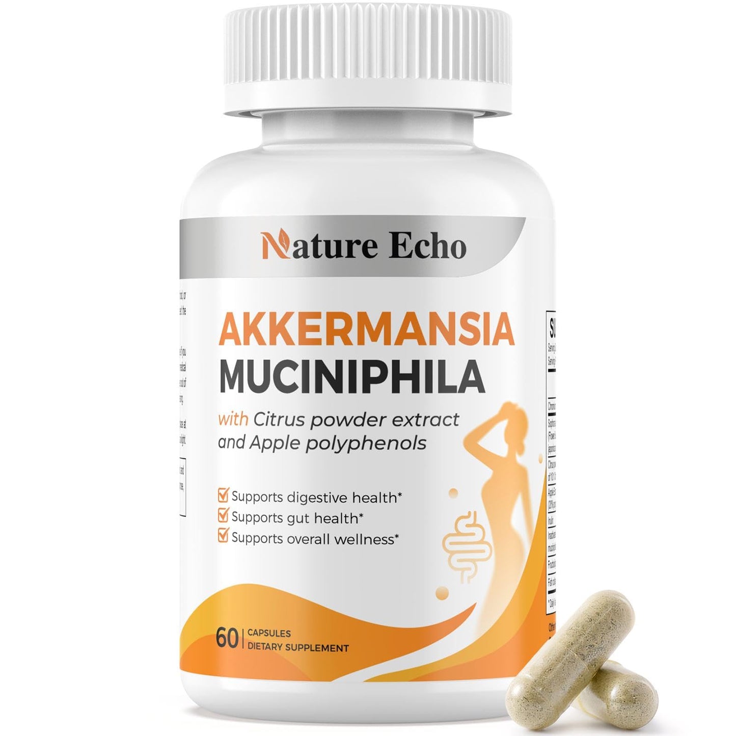 Nature Echo GLP-1 Supplement Support with Akkermansia Muciniphila, Collagen, Inulin & Chromium, 60 Capsules