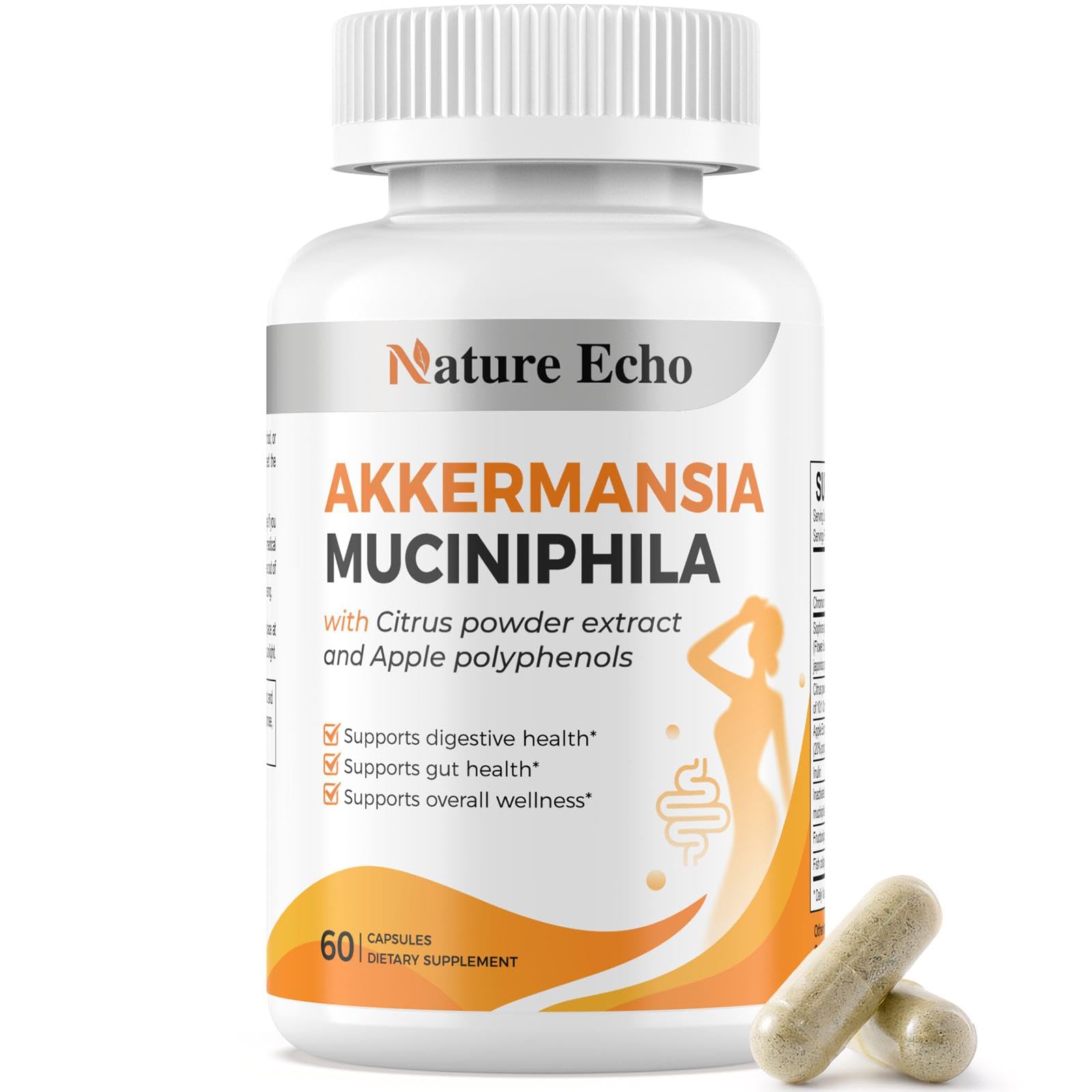 Nature Echo GLP-1 Supplement Support with Akkermansia Muciniphila, Collagen, Inulin & Chromium, 60 Capsules