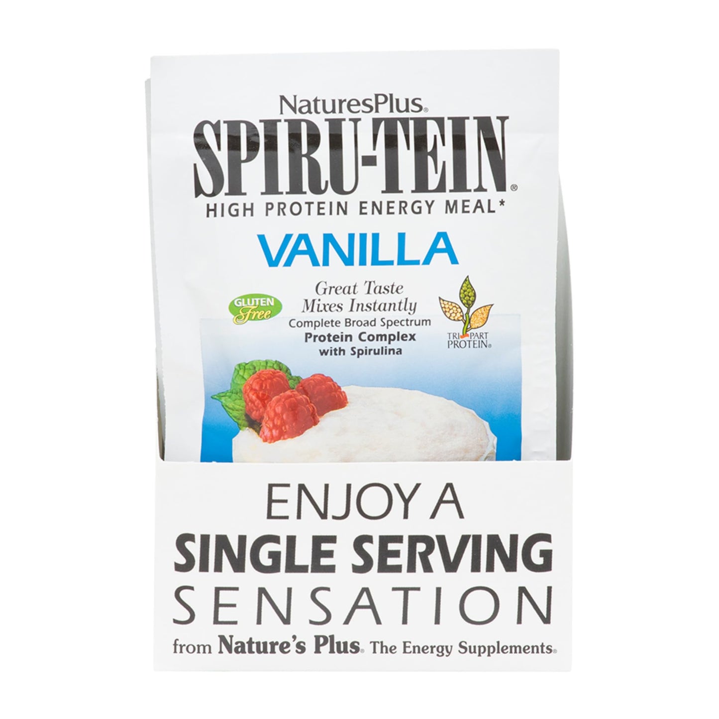 NaturesPlus SPIRU-TEIN Protein Powder Meal Vanilla, Powder, 8 Packets