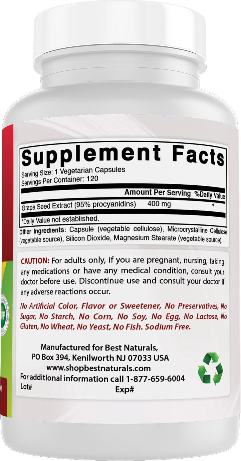 Best Naturals Grapeseed Extract 400 mg Capsule 360 Capsules
