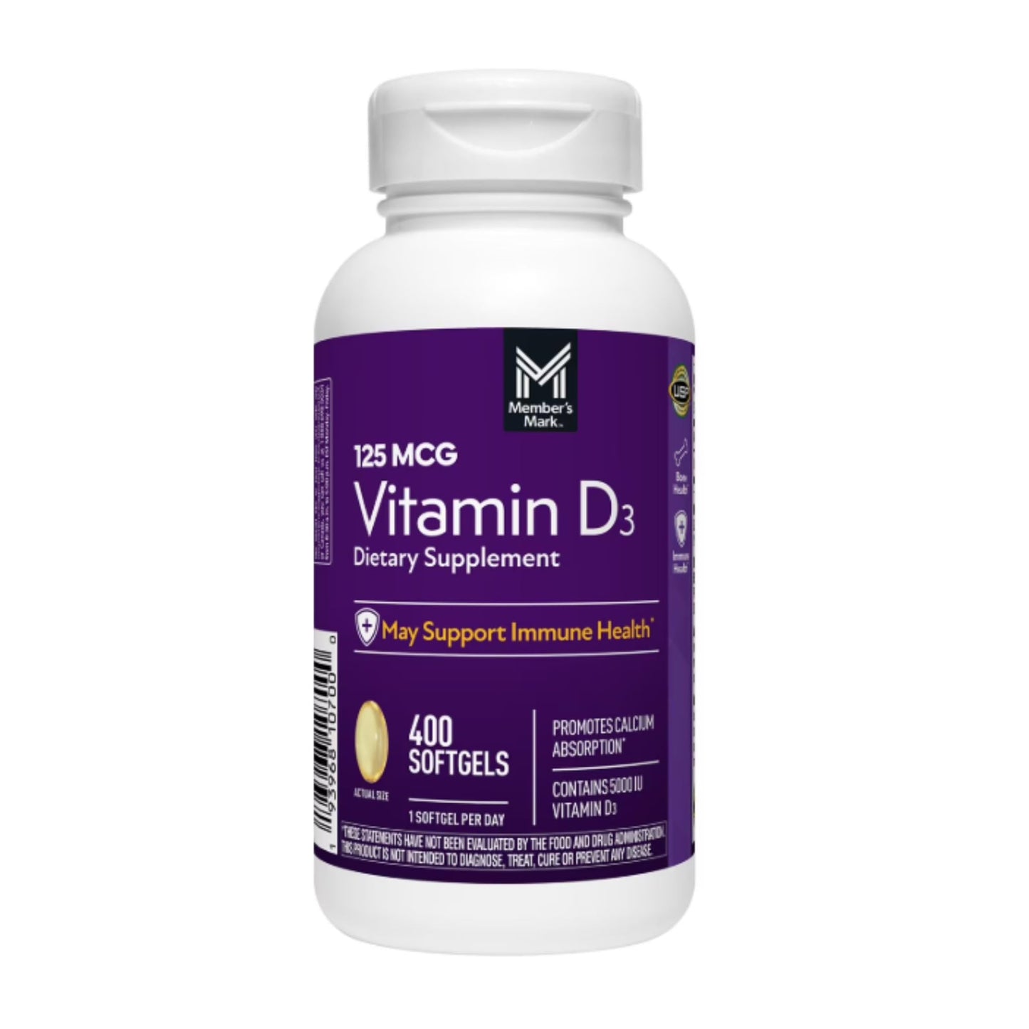Generic Vitamin D3 125 mcg (5000 IU) Softgels 400 Count