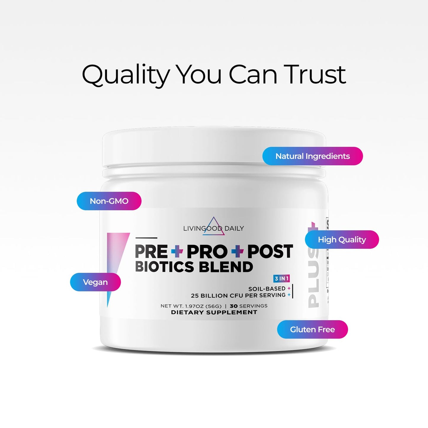 Livingood Daily Pre Pro Post Biotics Blend Powder 1.97 Ounce