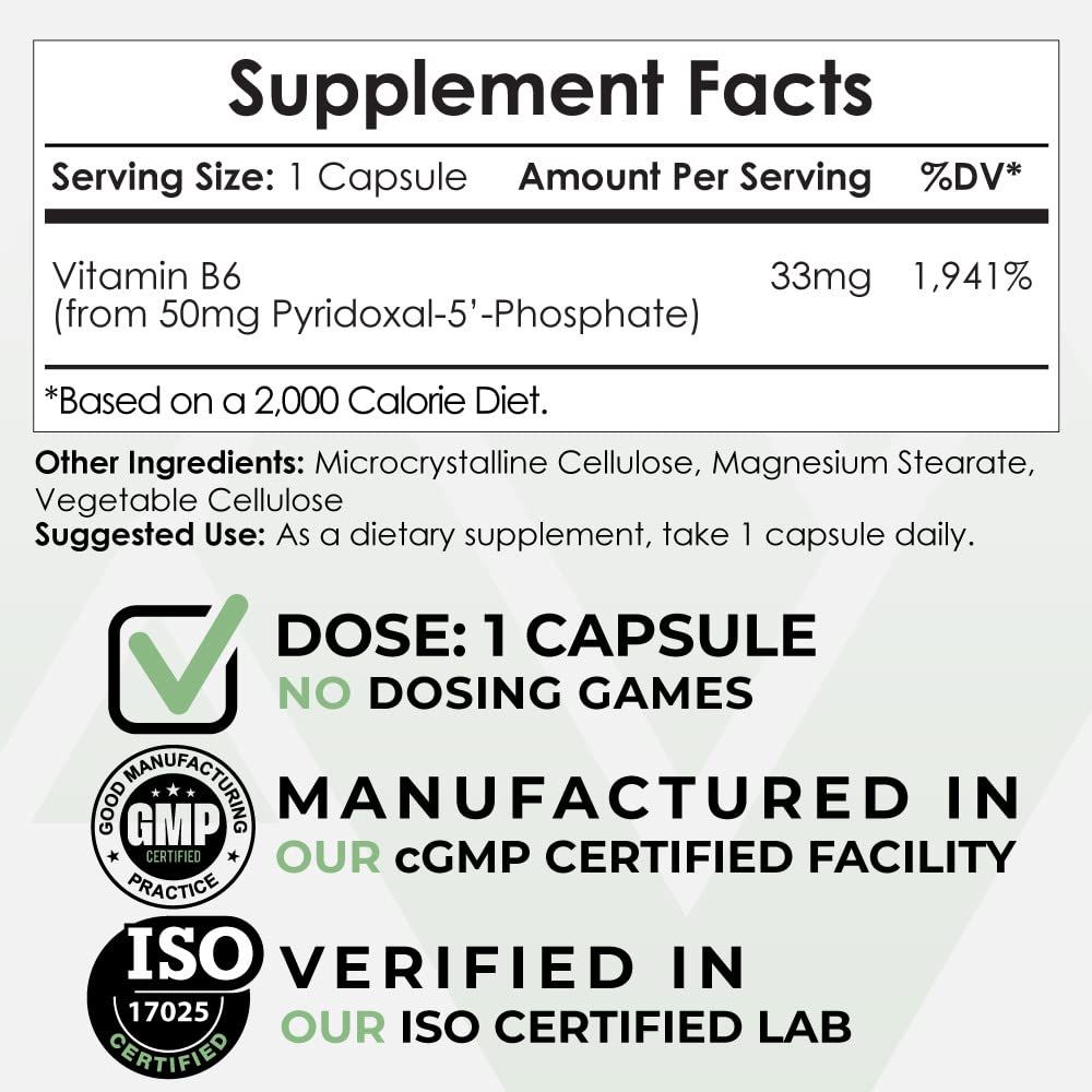 Nootropics Depot Pyridoxal-5'-Phosphate Capsules 50mg, 365 Count