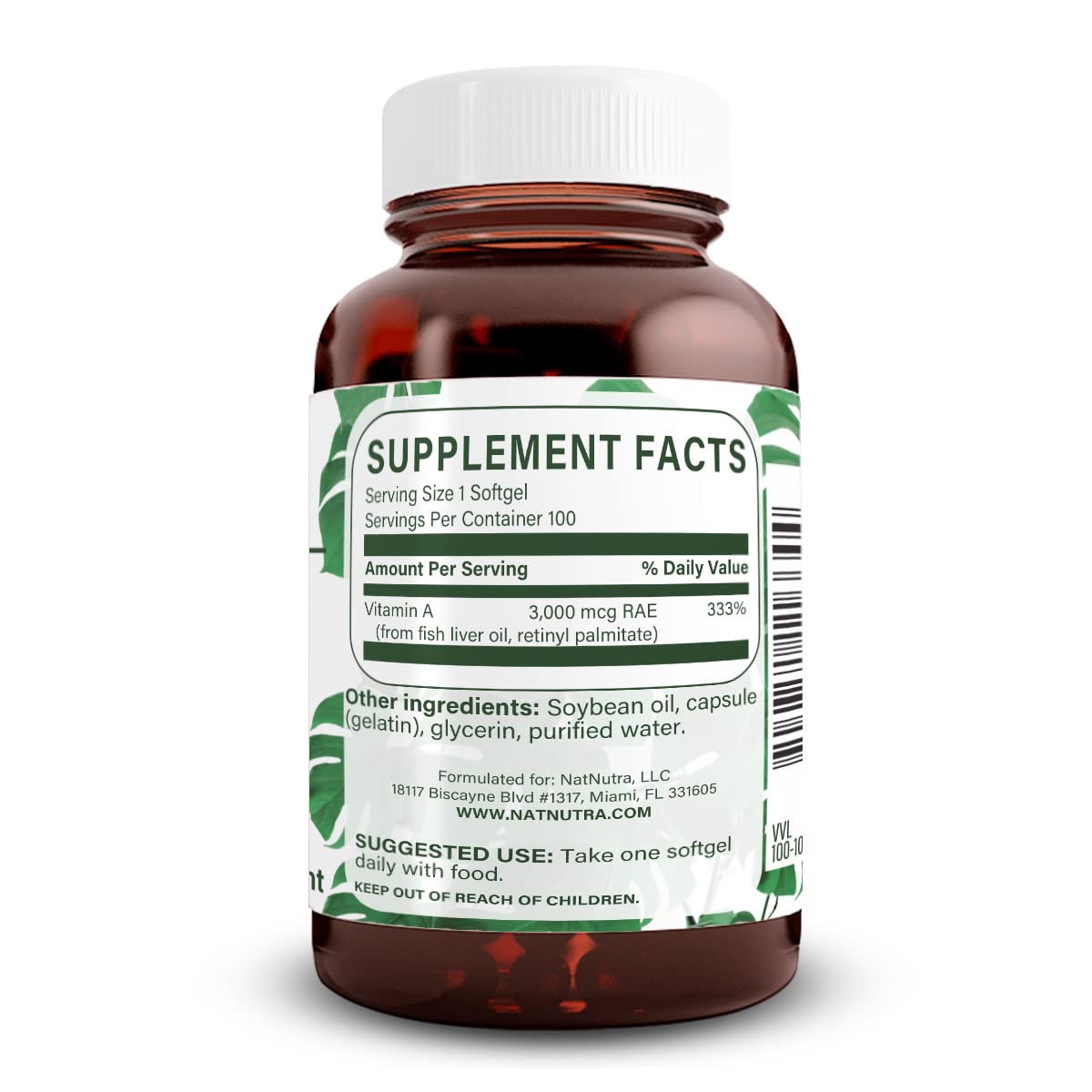 Natural Nutra Vitamin A 10,000 IU Softgels, 100 Softgels
