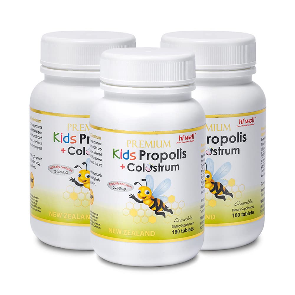 HI WELL PURE & NATURAL NEW ZEALAND Premium Kids Propolis Plus Grass-Fed Colostrum Tablets 540