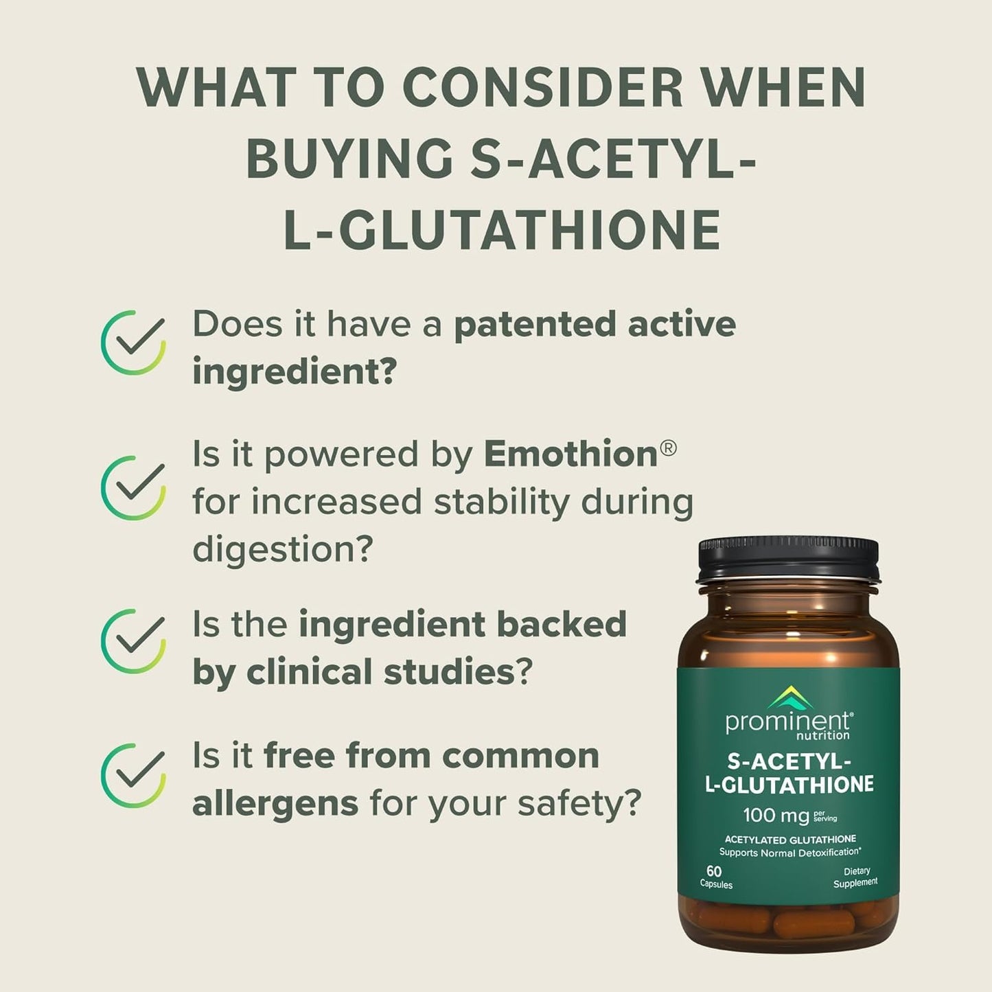 Prominent Nutrition S-Acetyl L-Glutathione Capsule 60 Count