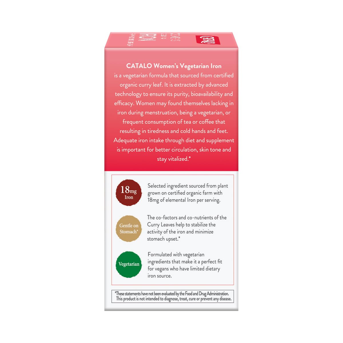 CATALO Women's Vegetarian Iron Capsules, 60 Capsules