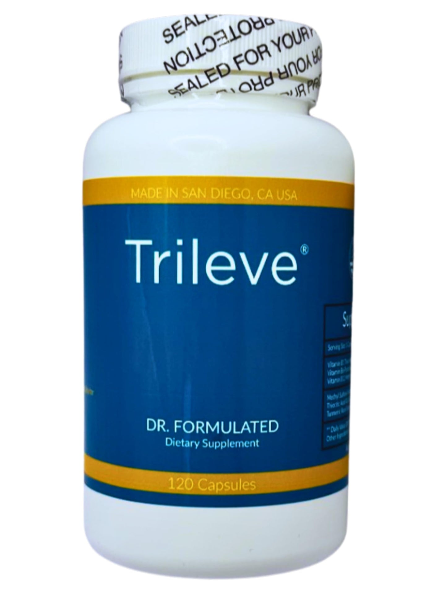 Trileve Dr. Formulated Dietary Supplement with Alpha-Lipoic Acid, Vitamin B1, B6, B12, Methyl Sulfonyl Methane, Capsules, 120