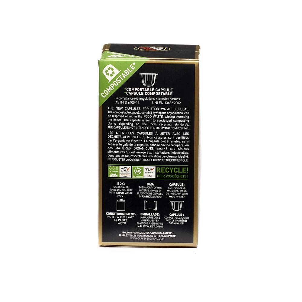 Caffe' Vergnano 1882 Arabica Capsules Compatible with Original Line Machines By Nespresso, 60 Capsules