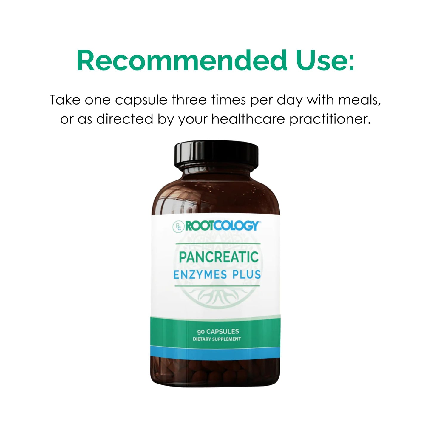 Rootcology Pancreatic Enzymes Plus Enteric Coated Lipase, Protease & Amylase Blend with Bromelain 90 Capsules