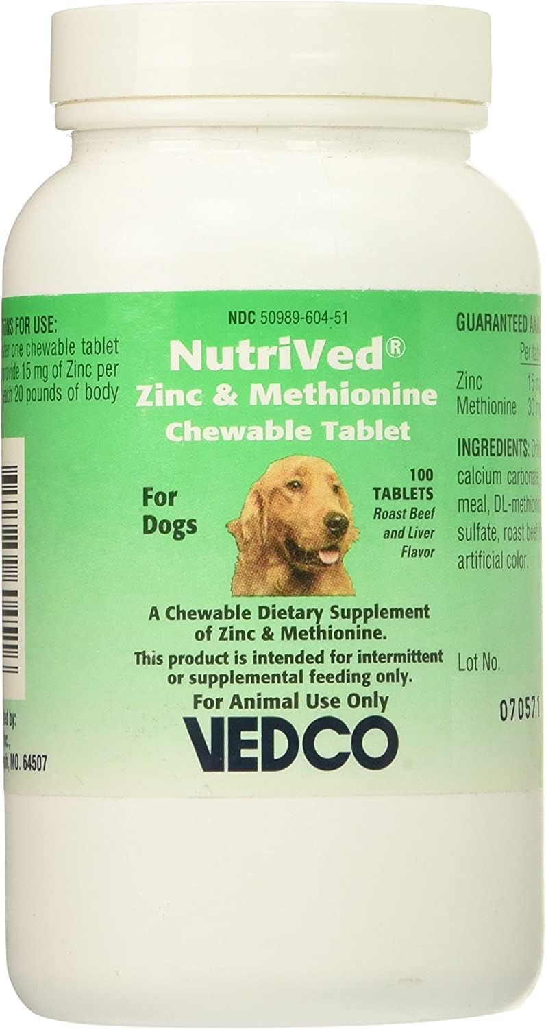 Vedco NutriVed Zinc & Methionine Chewable Tablets for Dogs 100 Tablets