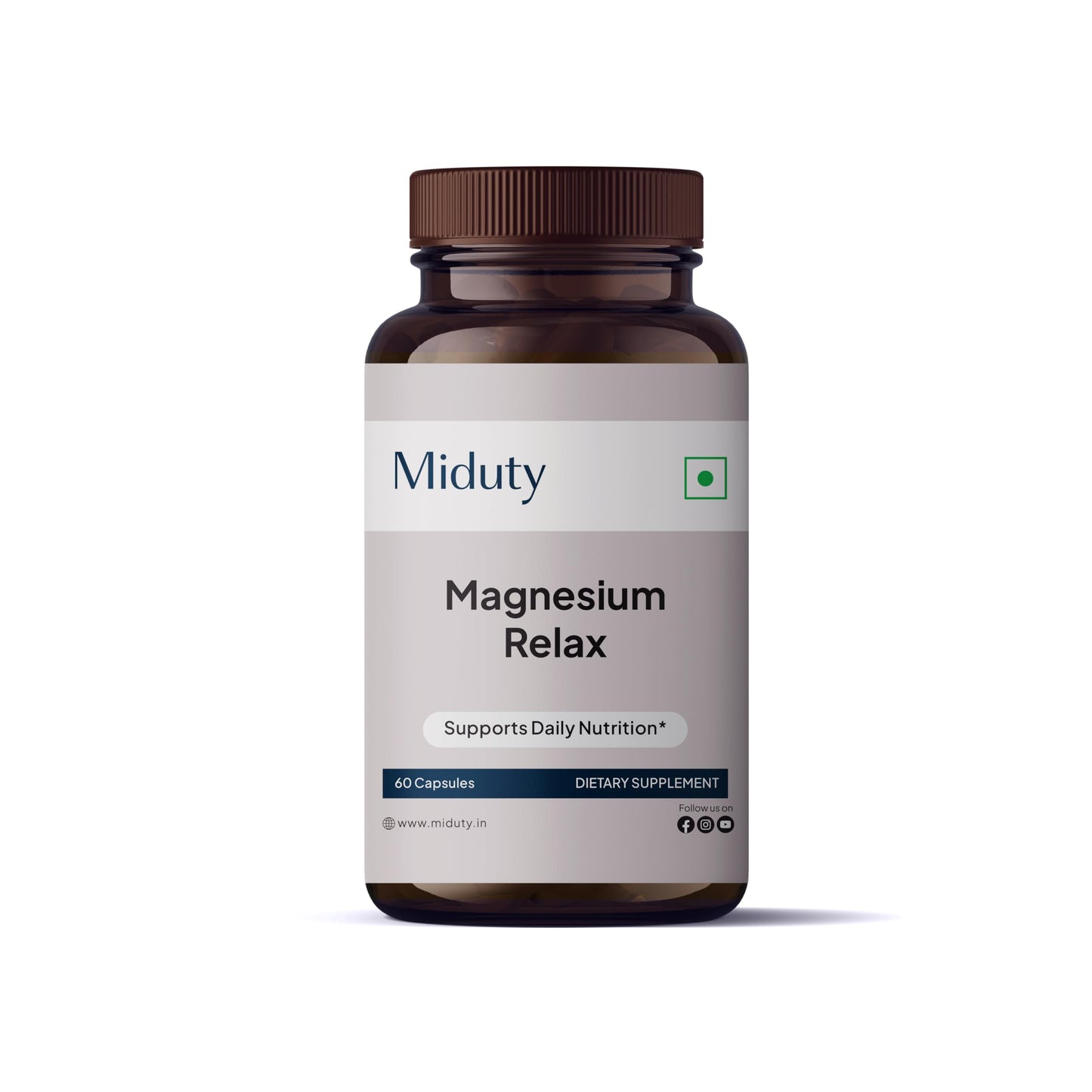 Miduty Magnesium Relax-Oxide & Magnesium Bisglycinate with Vitamin B6 Capsules, 60 Count