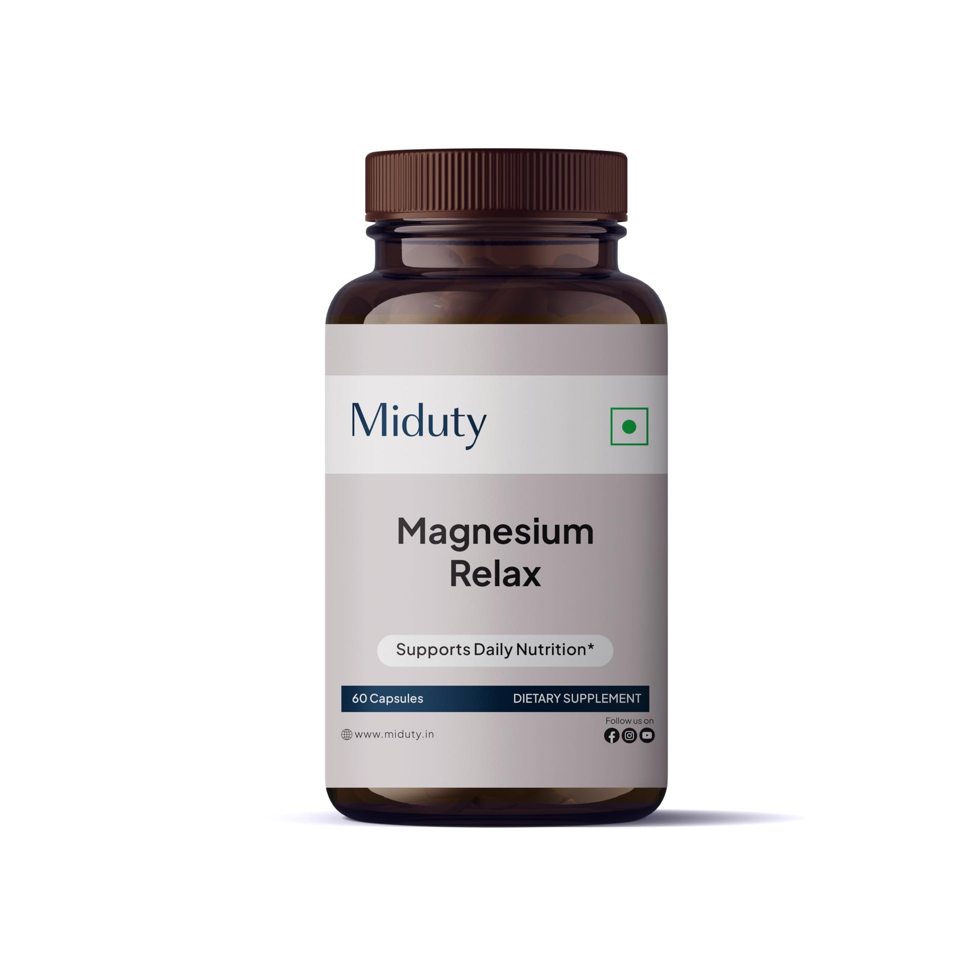 Miduty Magnesium Relax-Oxide & Magnesium Bisglycinate with Vitamin B6 Capsules, 60 Count