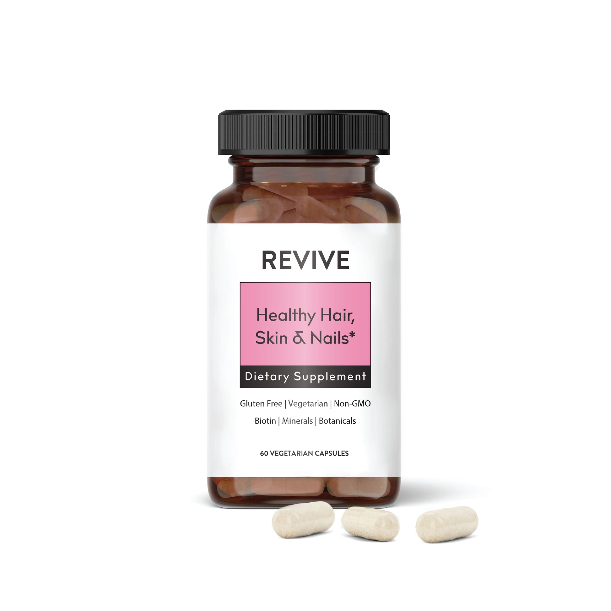 REVIVEEO Healthy Skin, Hair & Nails Supplement Capsules, 60 Count