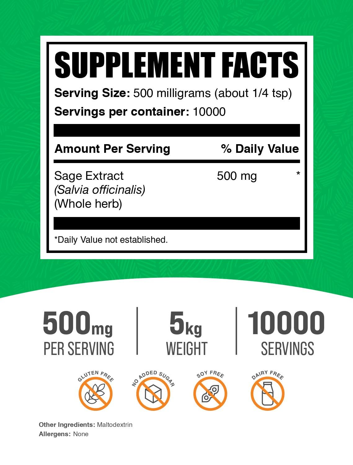 BulkSupplements Sage Extract Powder (Pack of 5)