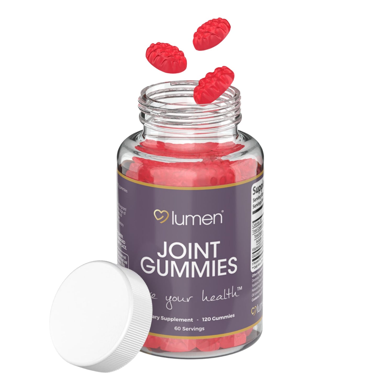 Lumen Naturals Mobility Gummies for Women with Glucosamine – Delicious Raspberry Flavor, 120 Gummies