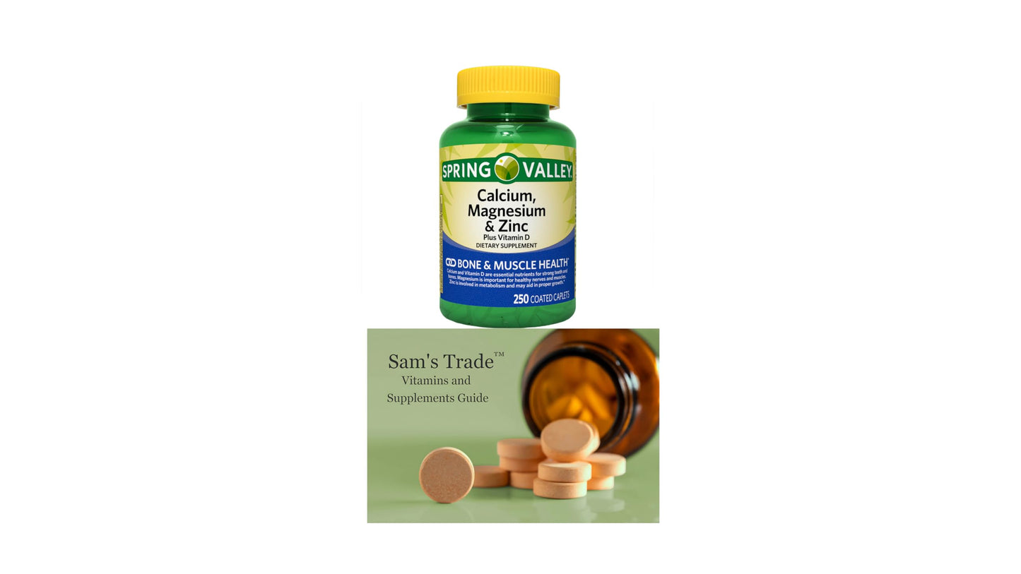 Sam's trade Calcium, Magnesium and Zinc Plus Vitamin D3 Coated Caplets, 250 Count