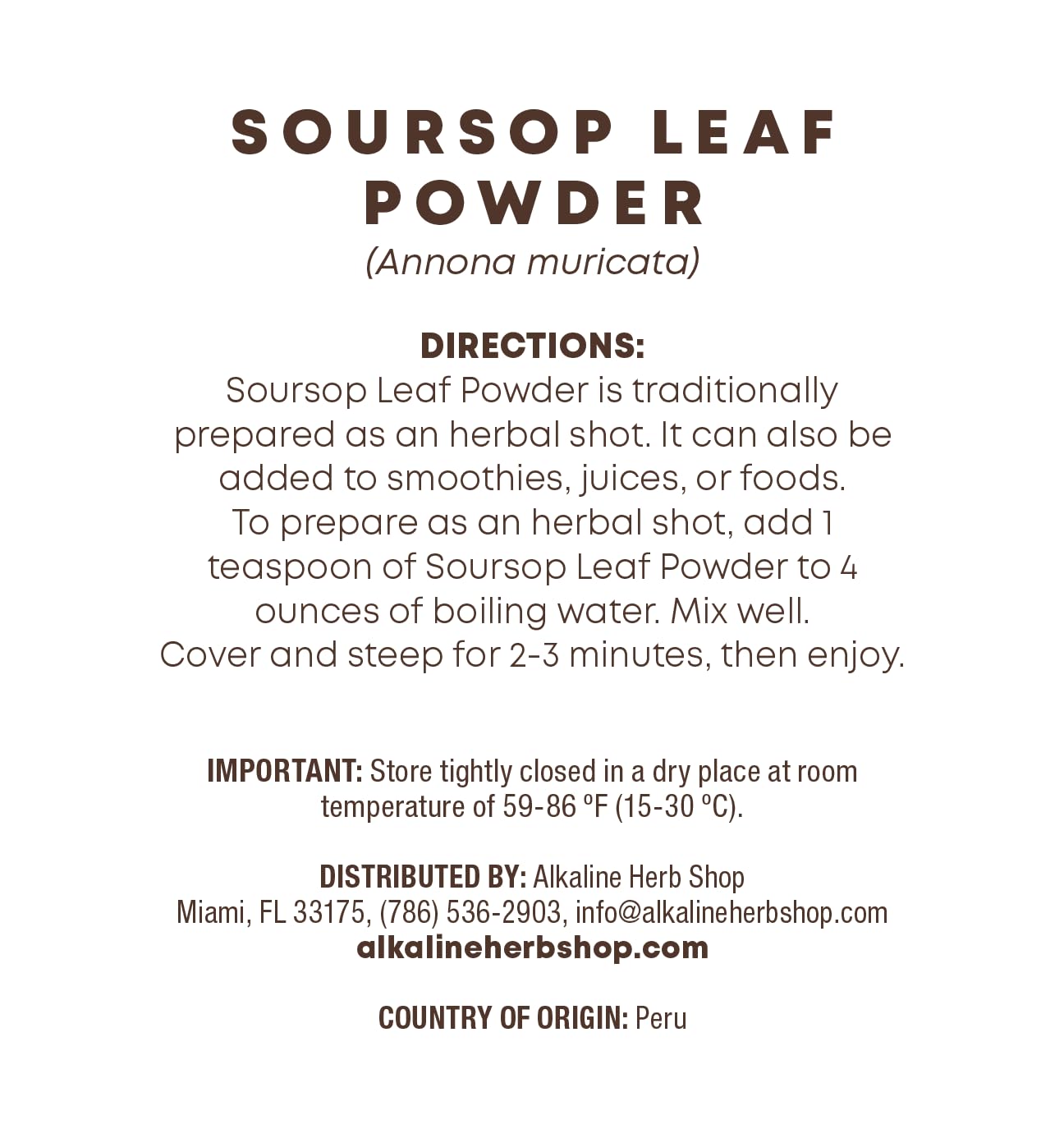Alkaline Herb Shop Just Herbs: Soursop Leaf Powder Capsule, 1 Count