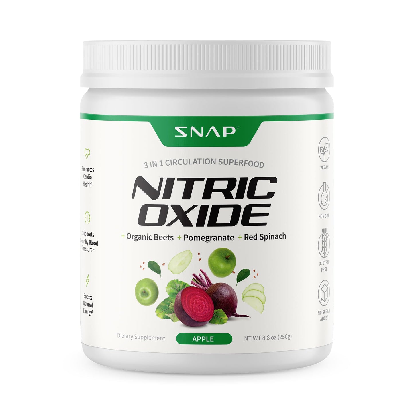 Snap Supplements Organic Beet Root Powder Nitric Oxide Supplements 8.8 Ounce