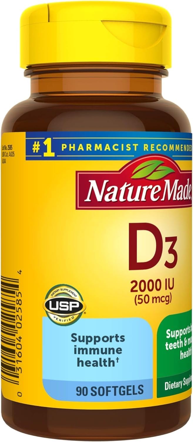 Nature Made Vitamin D3 2000 IU Liquid Softgels, 180 Softgels