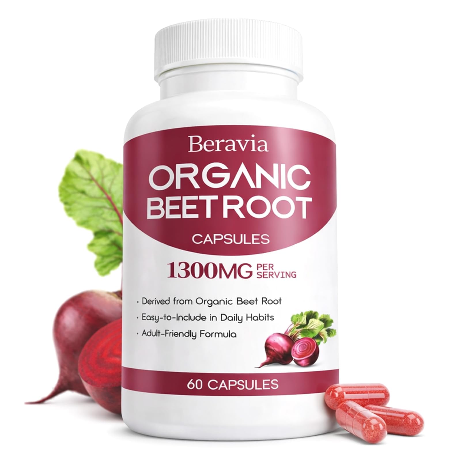 Beravia Organic Beet Root Softgel 1300mg, 60 Softgels