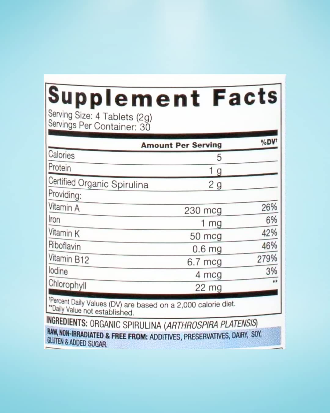 BioOptimal Organic Spirulina Tablets 120 Tablets