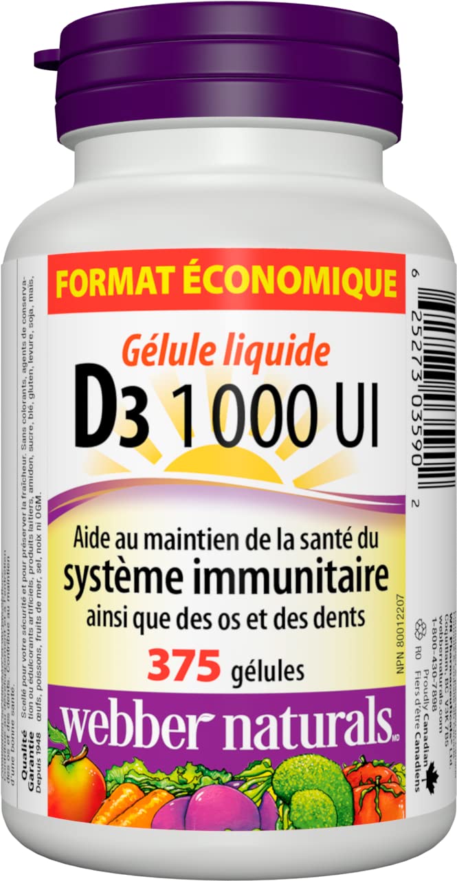 Webber Naturals Vitamin D3 Softgels 1000 IU, 375 Softgels