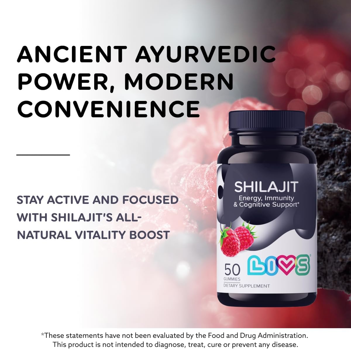 LIVS Himalayan Shilajit Gummies, 100 Count