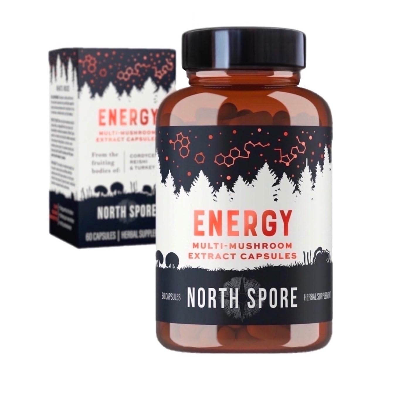 North Spore Organic Energy Mushroom Supplement Capsule 1 Count