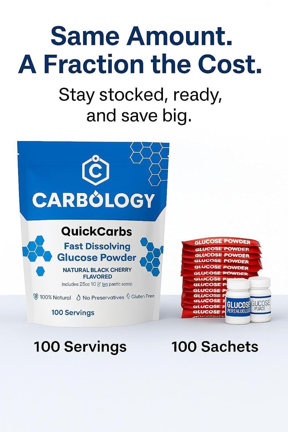 Carbology QuickCarbs Fast-Dissolving Glucose Powder Energy Blend 56