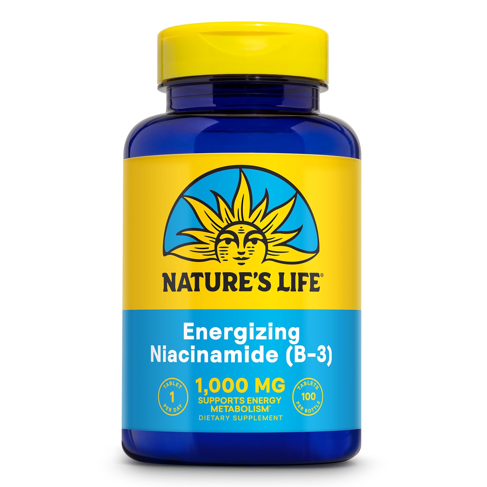 Nature's Life Energizing Niacinamide Vitamin B3 1000mg Tablet, 100 Count