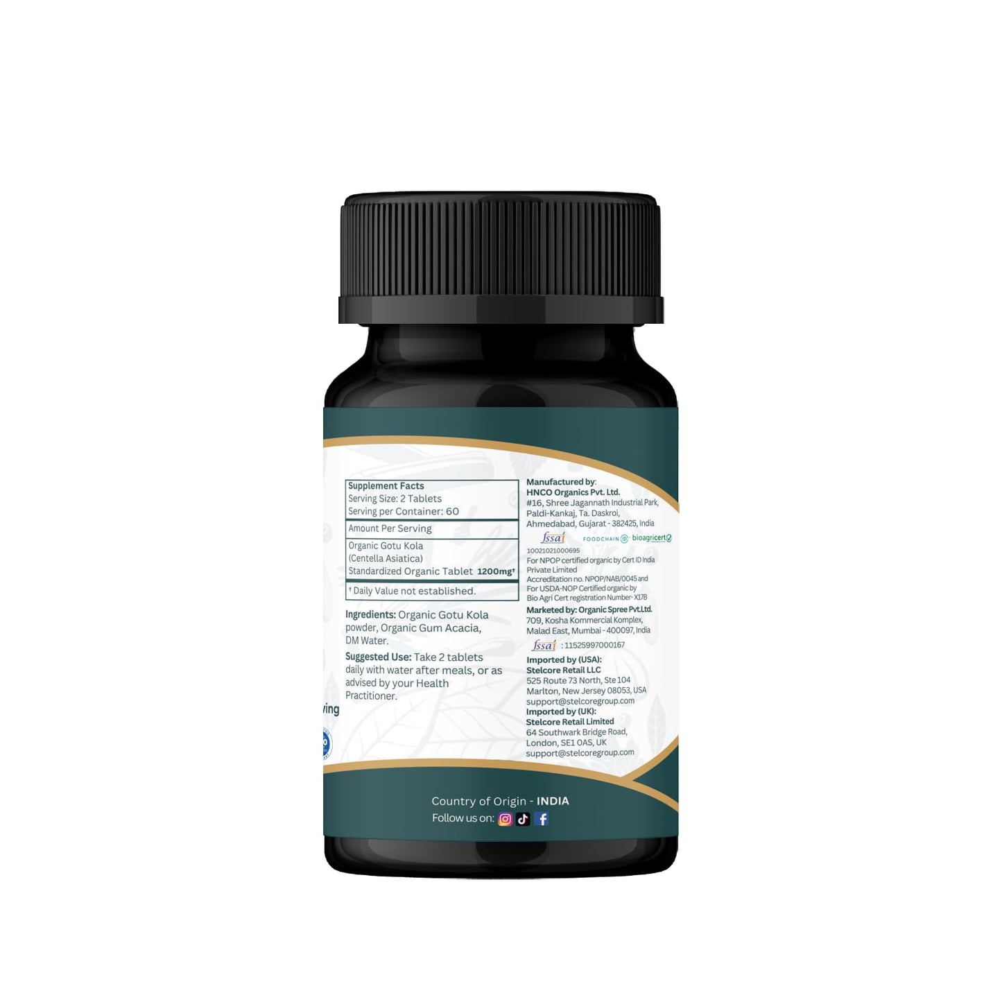 ORGANIC SPREE Gotu Kola Tablets, 120 Tablets