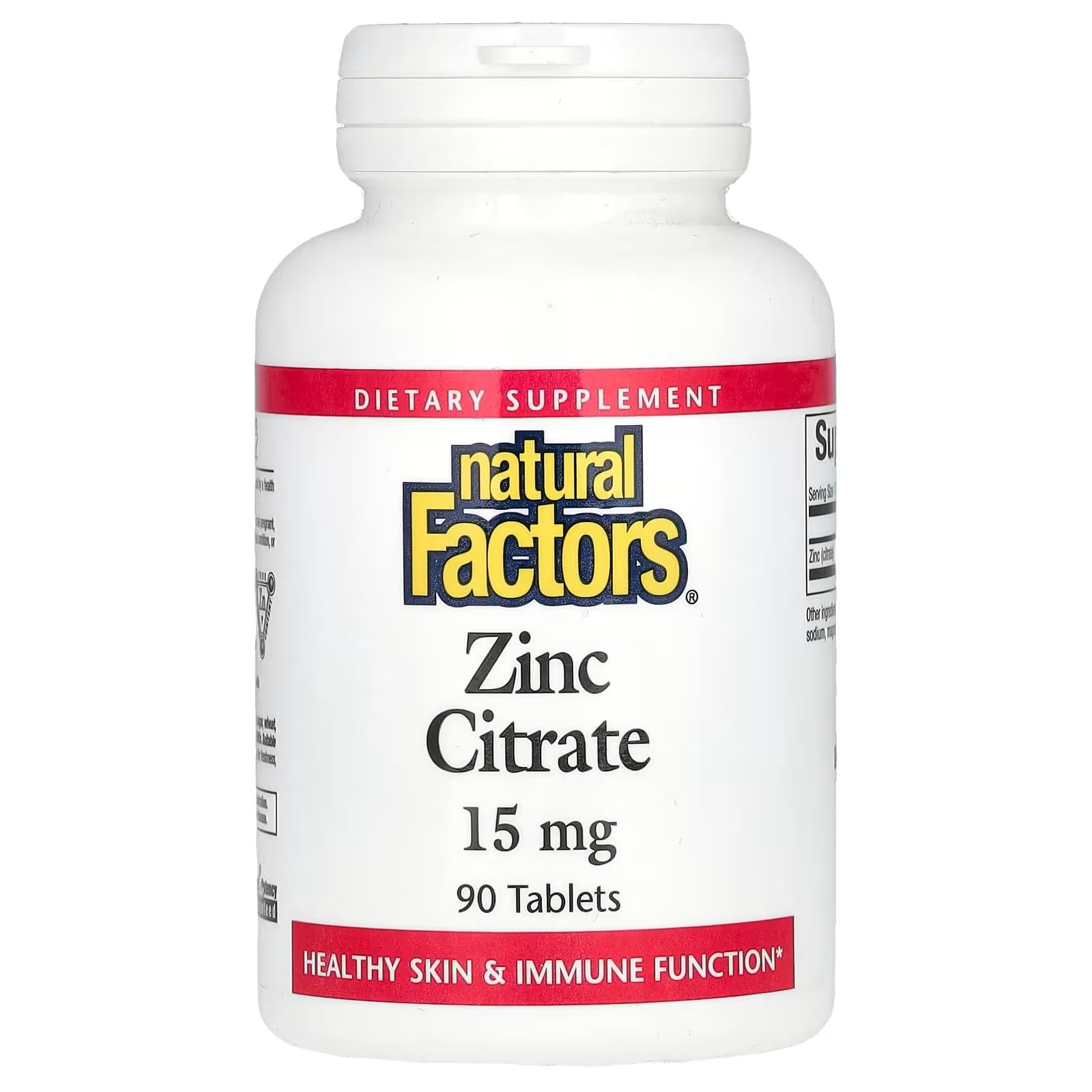 Natural Factors Zinc Citrate 15mg Tablets 90 Count