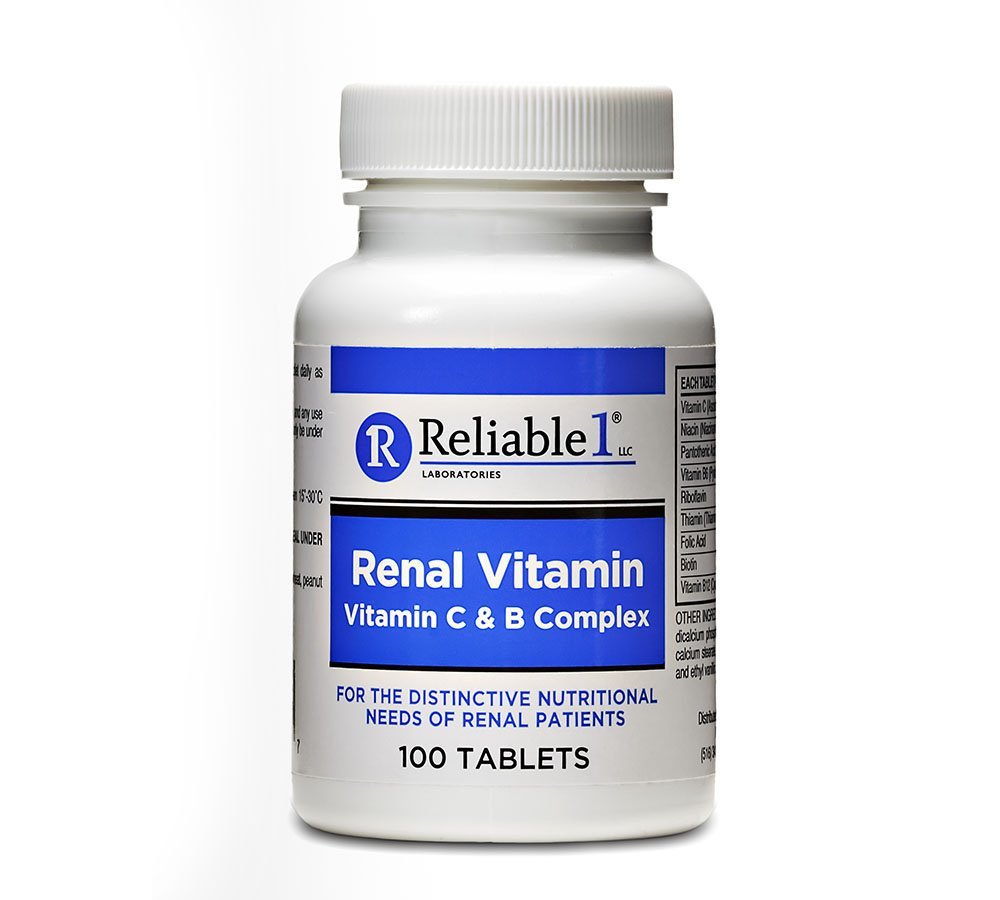 Reliable Renal Vitamin C & B Complex Tablets, 100 Tablets