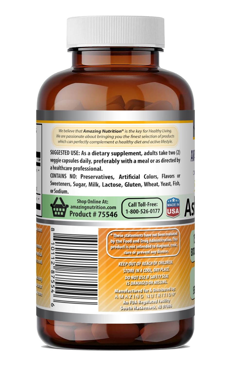 Amazing Nutrition Ashwagandha Extract Supplement Capsules 240