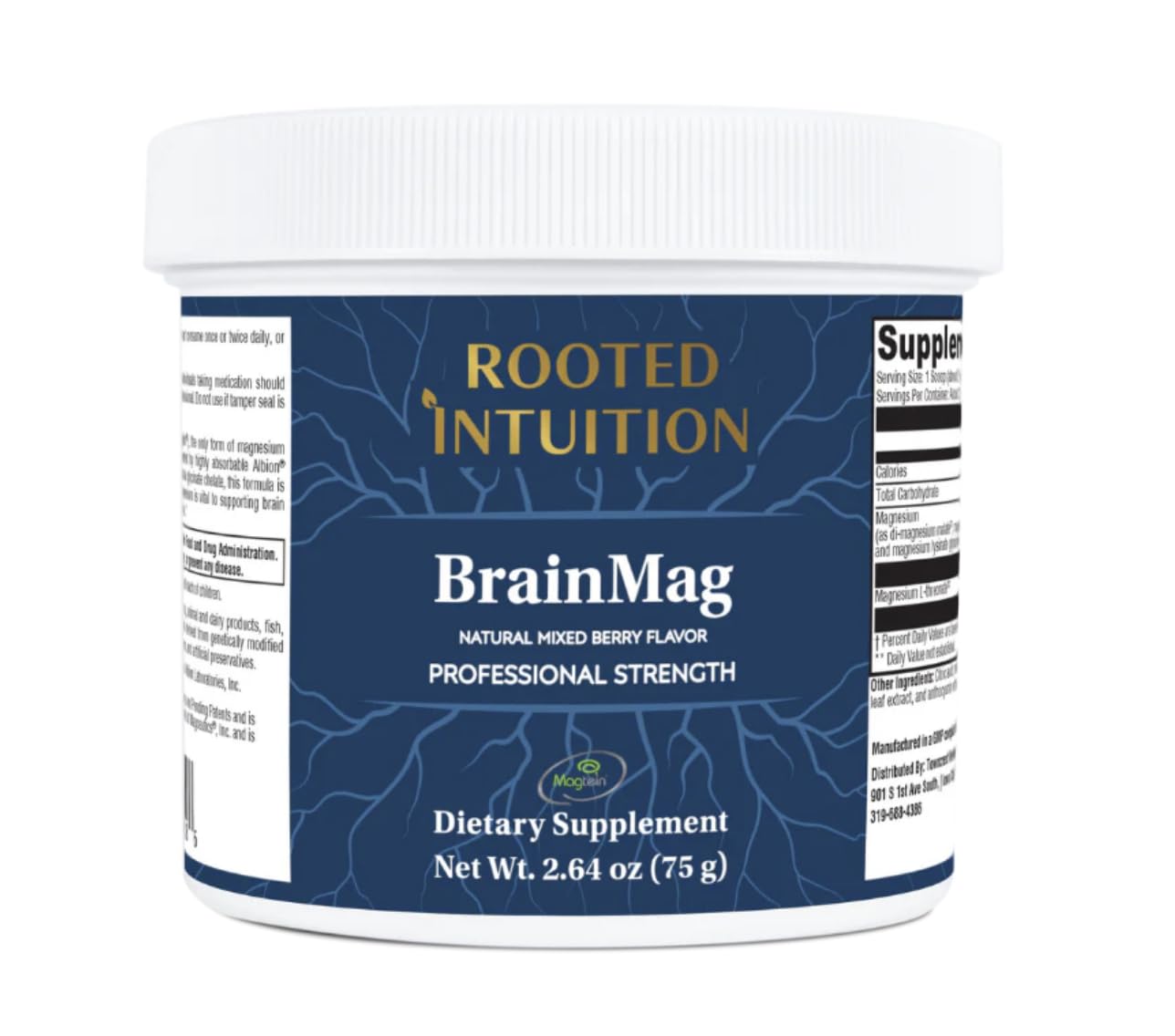 Rooted Intuition BrainMag - Mixed Berry Magnesium L-Threonate Powder 2.64 Ounces