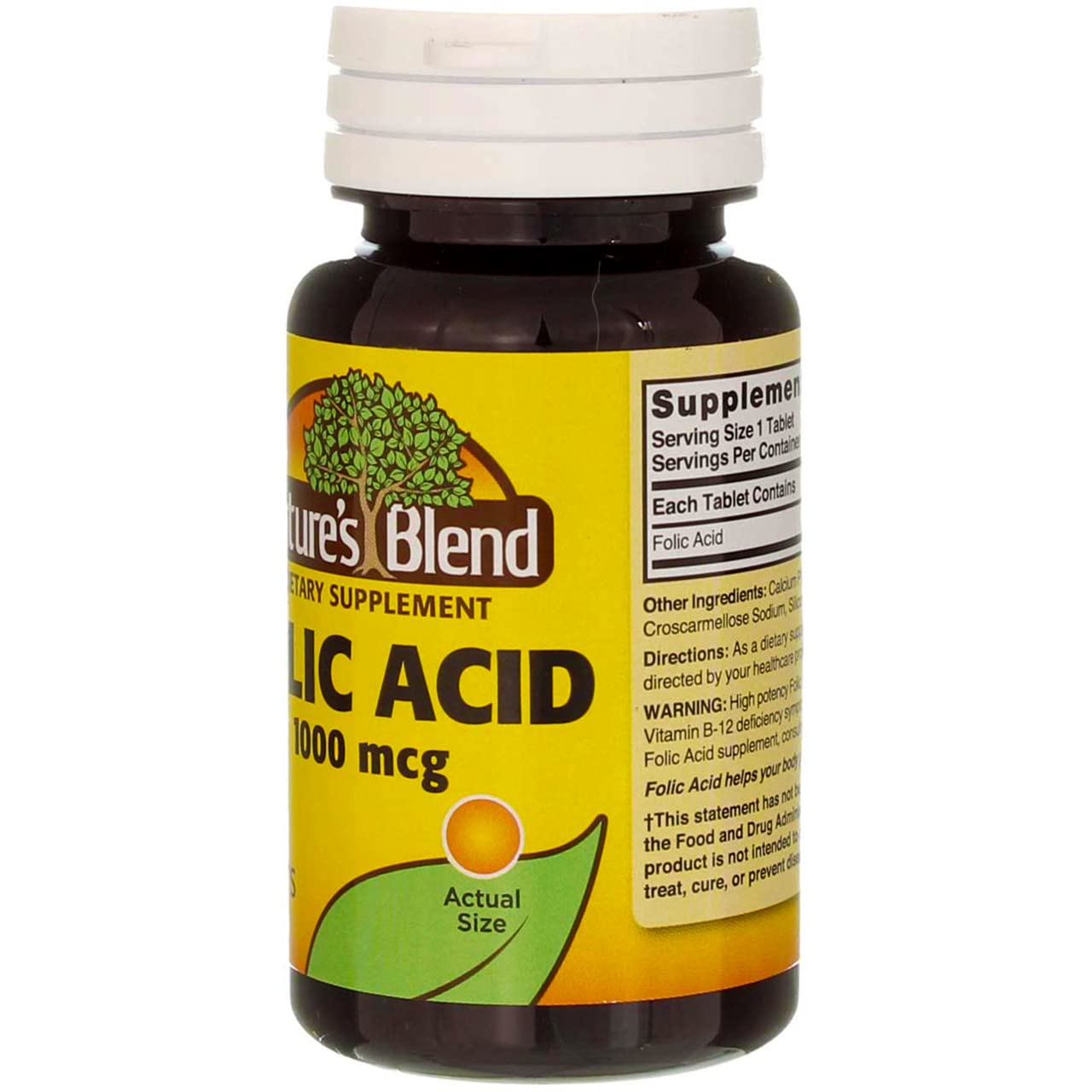 Nature's Blend Folic Acid 1000mcg Tablets, 400 Count