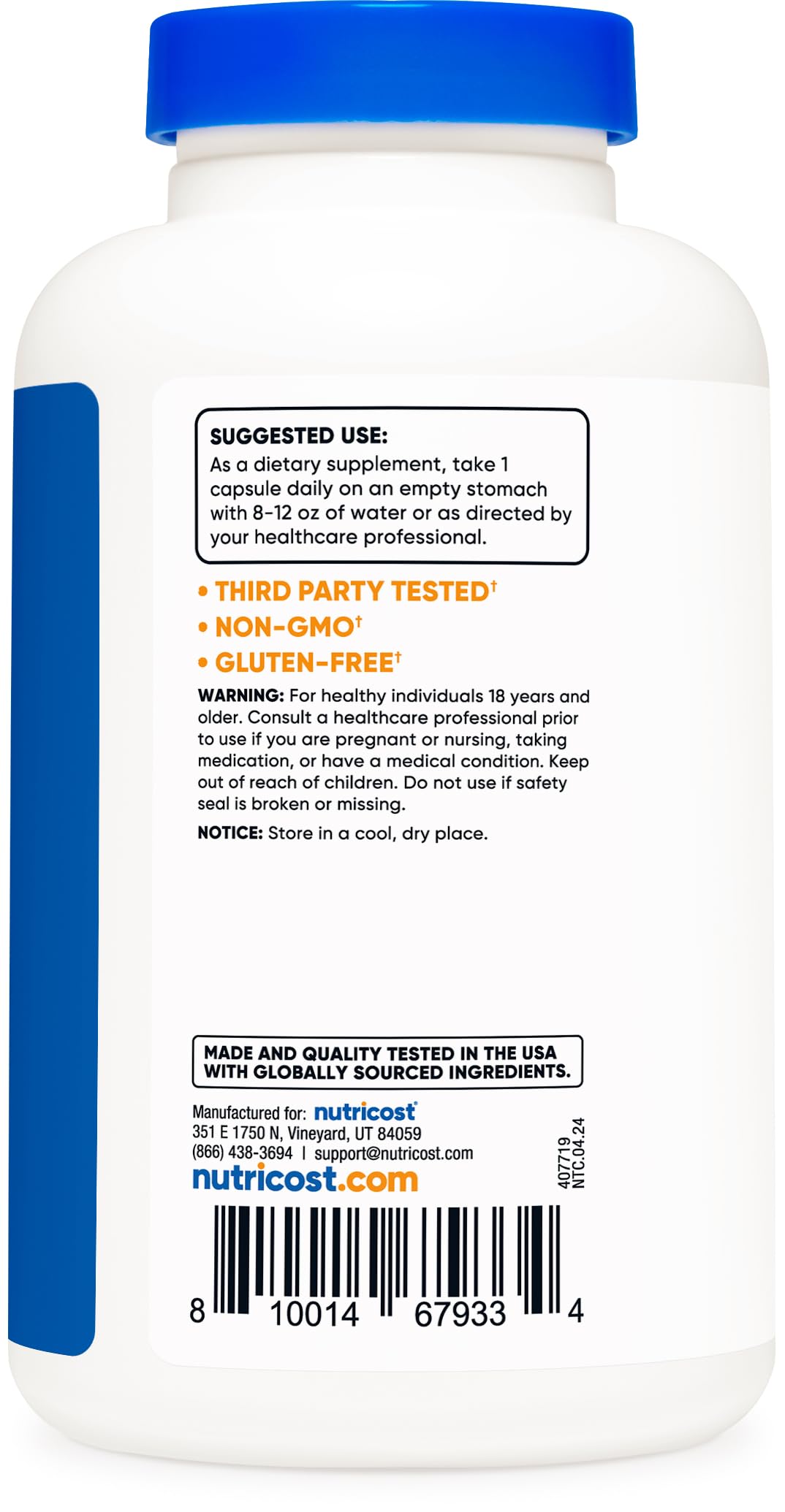 Nutricost L-Glutamine 800mg Capsules, 2 Bottles