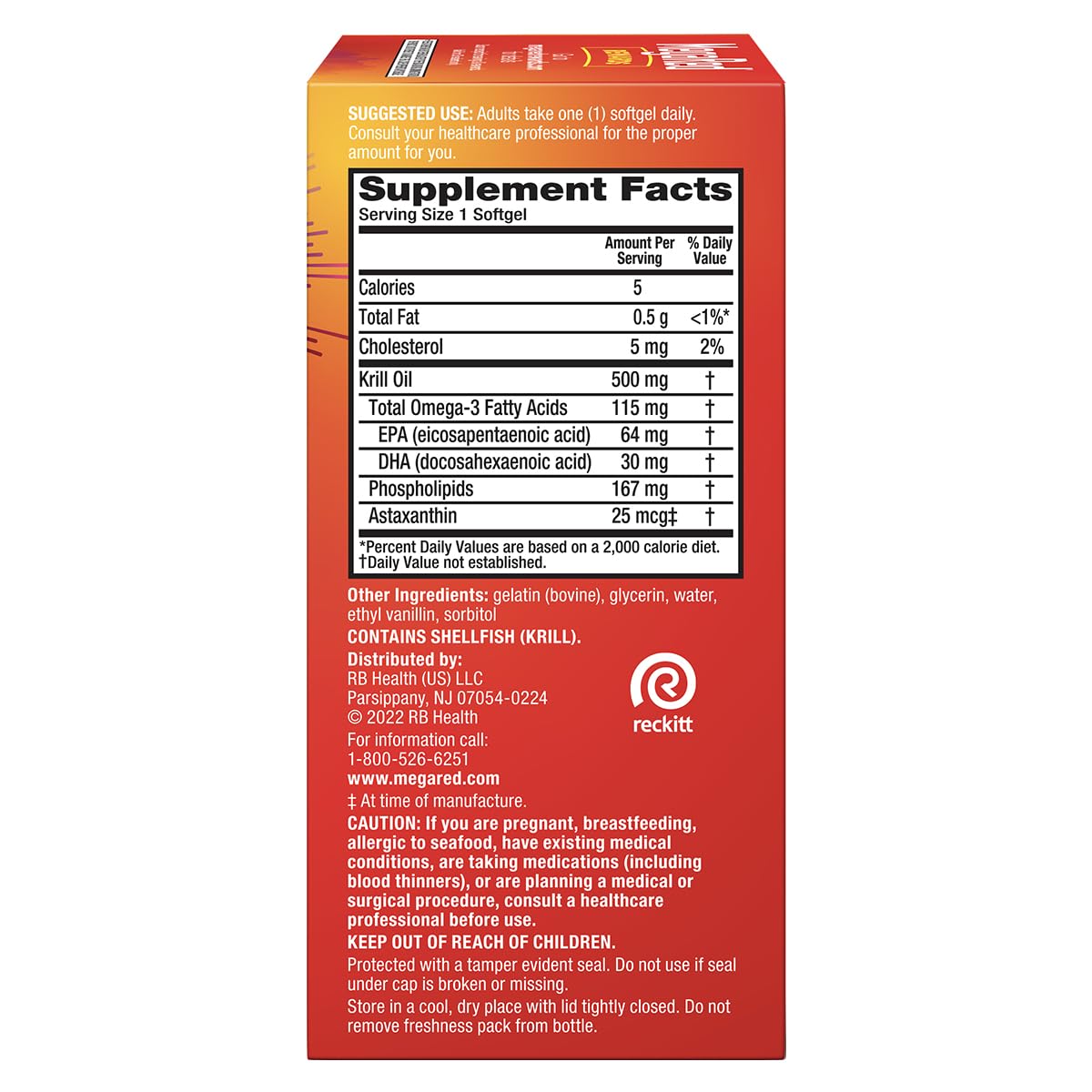 MegaRed Extra Strength 500mg Omega-3 Krill Oil Supplement with EPA/DHA, No Fishy Aftertaste Supports Heart Health Softgels 160