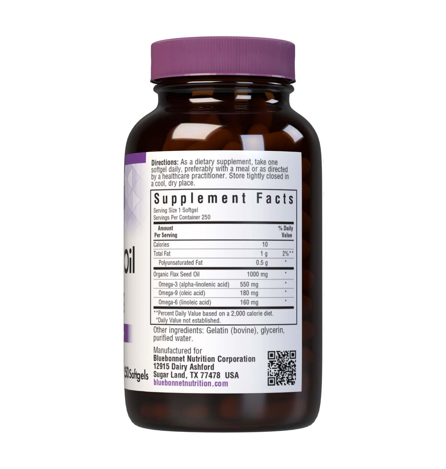 BlueBonnet Flax Seed Oil 250 Softgels