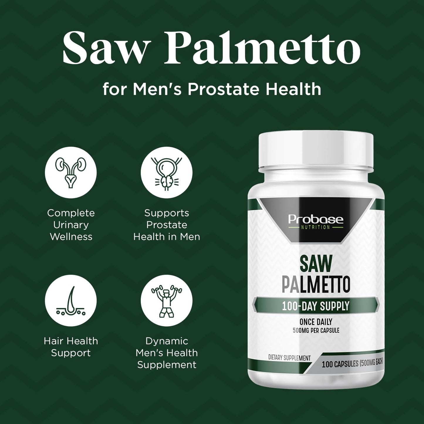 Probase Nutrition Saw Palmetto Herbal Supplement for Prostate and Urinary Health Support Capsule, 100 Count