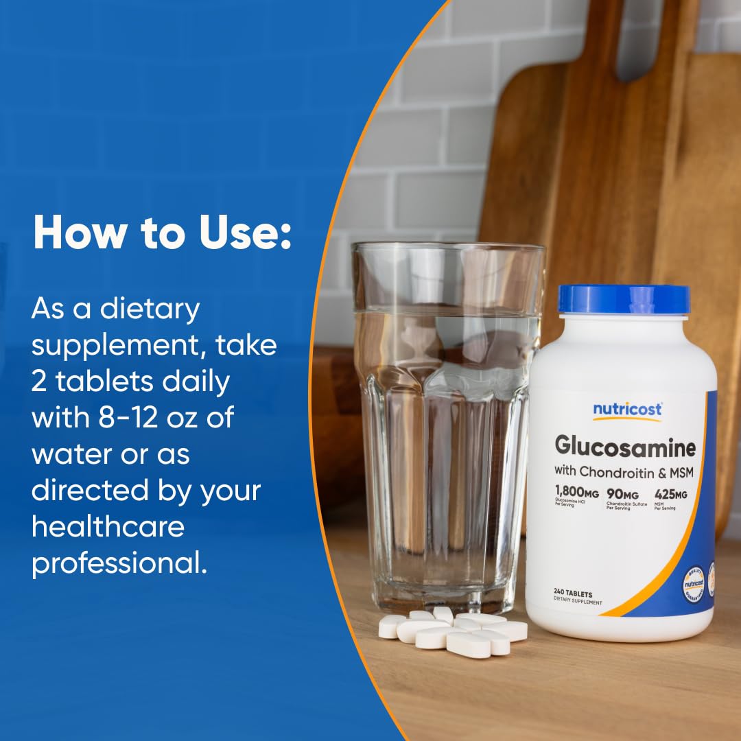 Nutricost Glucosamine 1800mg with Chondroitin & MSM Tablets, 240 Count