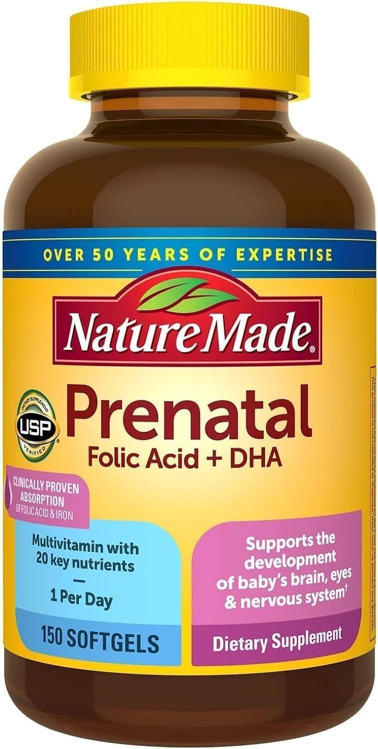 Nature Made Prenatal + DHA 200 mg Dietary Supplement Softgels, 150 Count