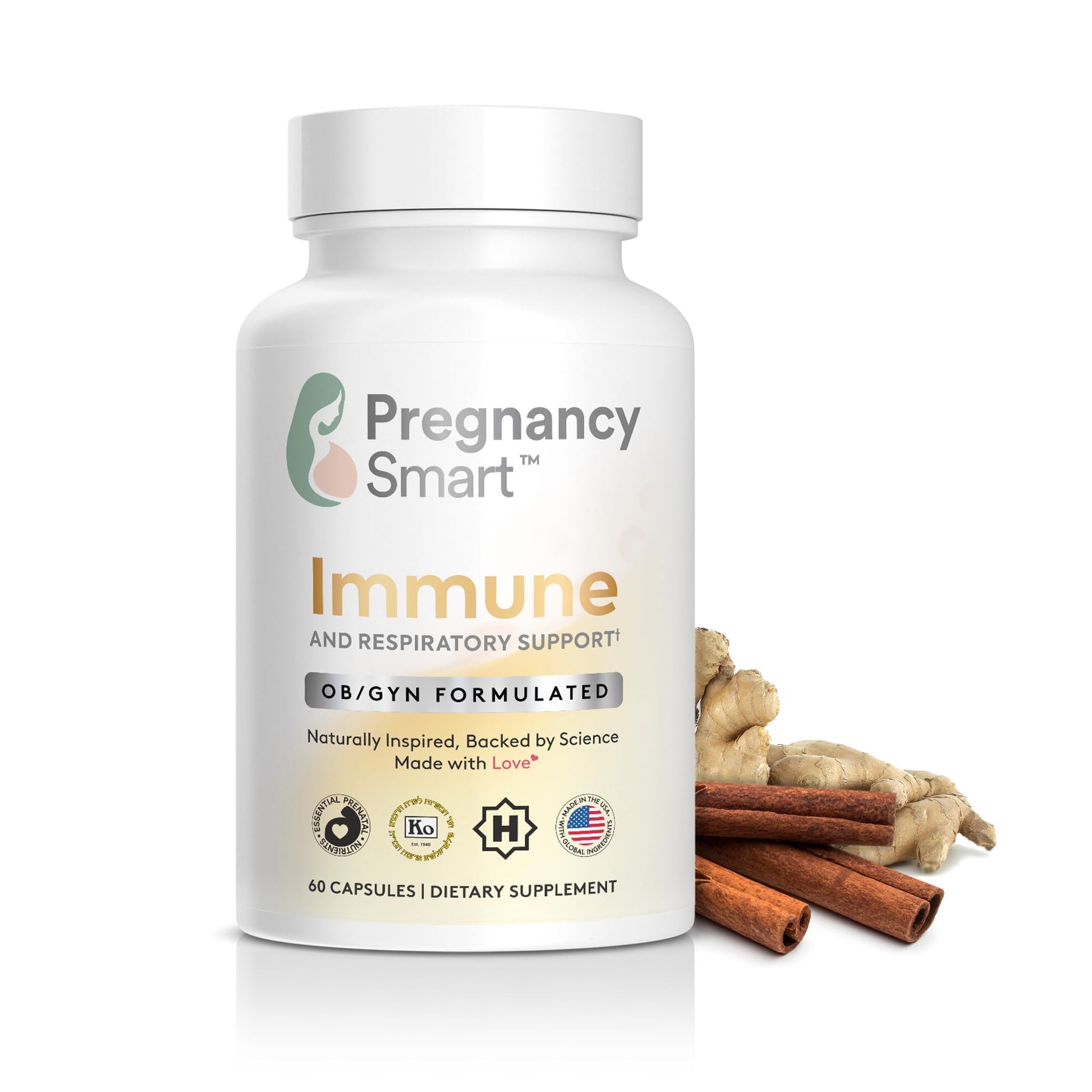 Pregnancy Smart Immune and Respiratory Support – Vitamin C, Zinc & D3 – OB/GYN Formulated, Prenatal-Friendly Immune Support Capsule, 60 Count