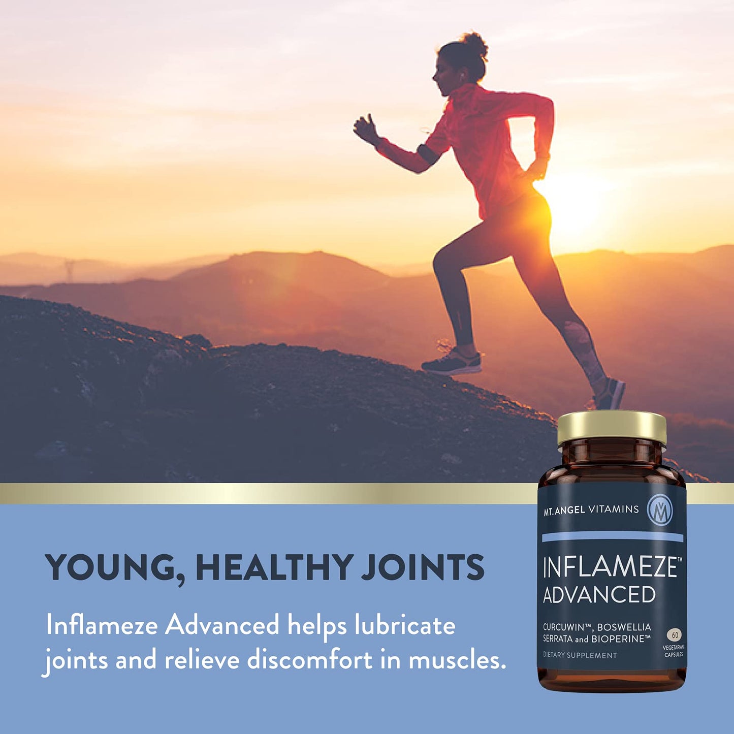 Mt. Angel Vitamins Inflameze Advanced Joint Health Collagen Protection Turmeric Supplement 60 Capsules