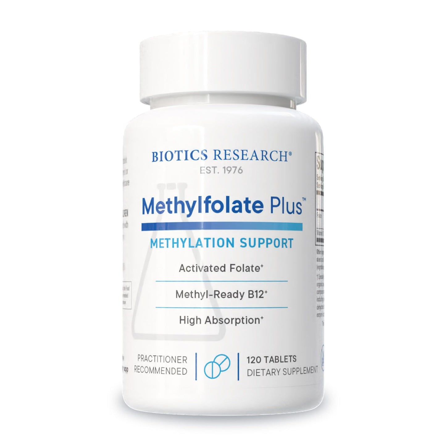 Biotics Research METHYLFOLATE Plus Methylfolate, Bioactive Folate + B12, 120 Tablets