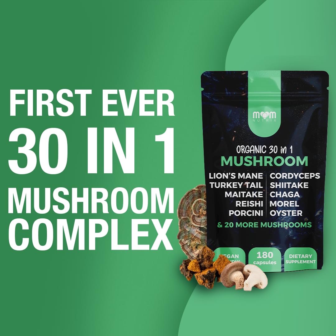 MOM NUTRIX 30 in 1 Ultimate Mushroom Supplement Softgels 180 Count