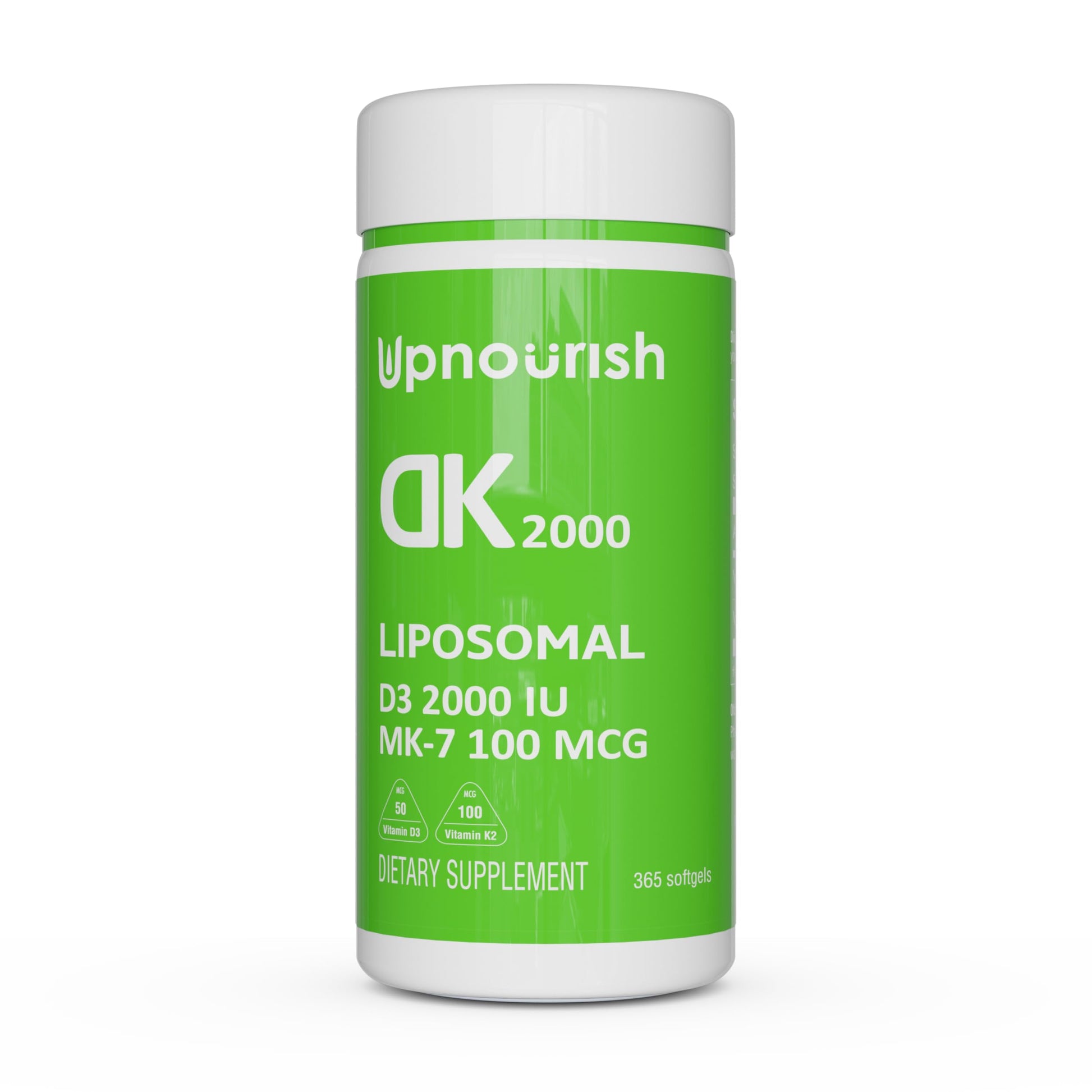 UpNourish Liposomal Vitamin D3 K2 2000 IU with K2 MK-7 100 mcg Softgels 365